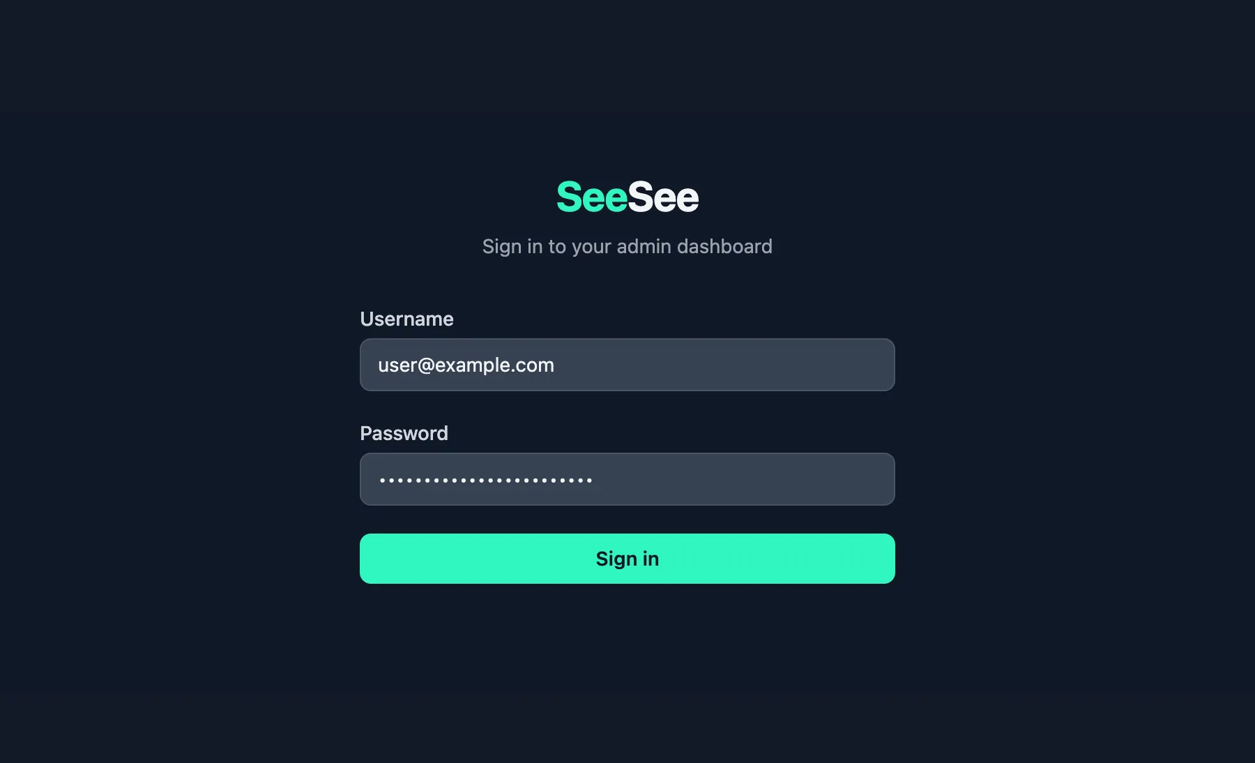 SeeSee login screen